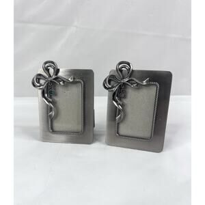 Vintage Carr Picture Frame Silvertone Raised Bow Birthstones Set Of 2